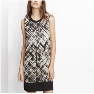 Vince Basketweave Print Silk Double Layer Black & Cream Sleeveless
Dress